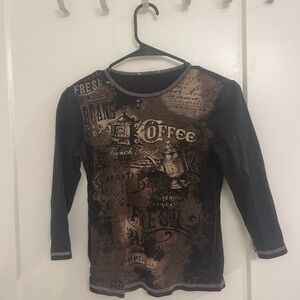 Vintage Y2K Coffee Brown Retro Graphic Long Sleeve Shirt